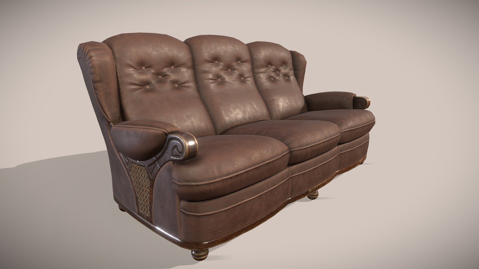 Classic lowpoly sofa. FBX file included.
2k pbr textures 3d model