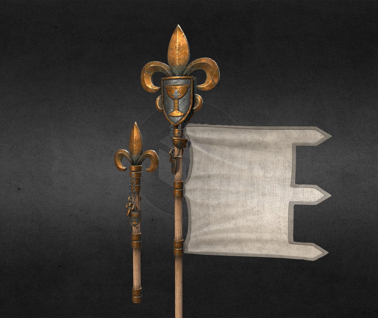Bretonnia UI Flags I created for Creative Assembly's Warhammer - Total War game. All models and textures were created by myself 3d model
