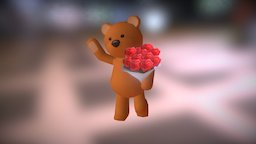 Valentines Bear lowmance, character, blender, lowpoly, gameasset, textured