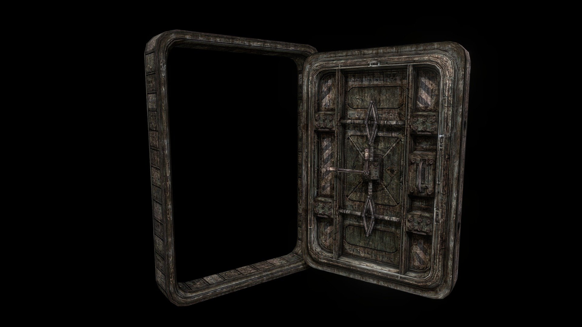 An old rusty soviet bunker door with a lever lock mechanism.
Tools used: Maya, Photoshop, Quixel nDo - Bunker Door - 3D model by Max Ramirez (@variantpolygon) 3d model