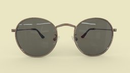 Round Polarized Sunglasses Low Poly PBR eye, modern, frame, rectangular, heart, half, classic, aviator, sunglasses, vr, ar, round, glasses, eyeglasses, shutter, gradient, polarized, glass, asset, game, 3d, low, poly, rimless, brownline, bug-eye