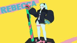 Rebecca cyberpunk, rebecca, vtuber, cyberpunk-2077, girl, stylized, anime, practice, edgerunners