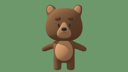Cartoon Rigged Bear bear, forest, cute, kawaii, rigged-character, stylizedcharacter, character, cartoon, game, blender, lowpoly, animal, simple, rigged