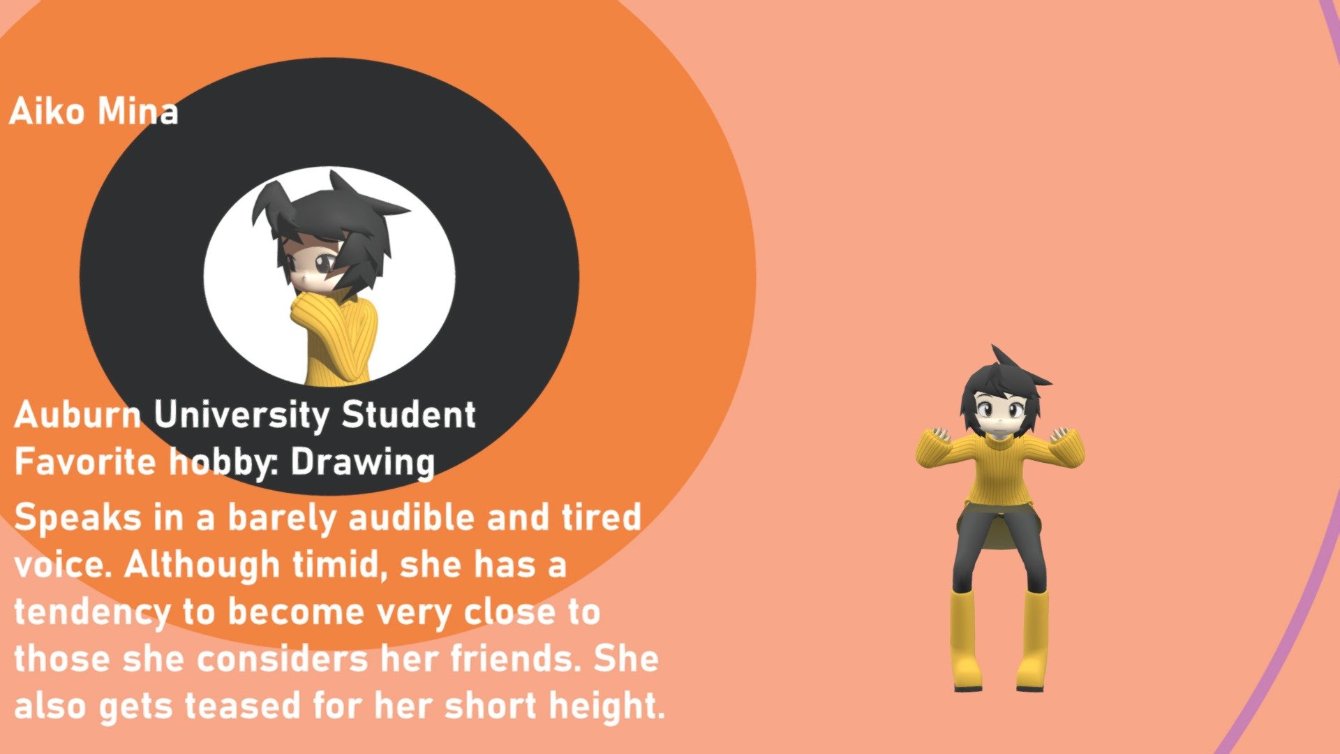 A character profile for my OC that's styled after one of my favorite games 3d model