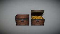 Treasure Box lopoly, low-poly-model, treasurebox, maya, handpainted, low-poly, 3d, lowpoly, handpainted-lowpoly
