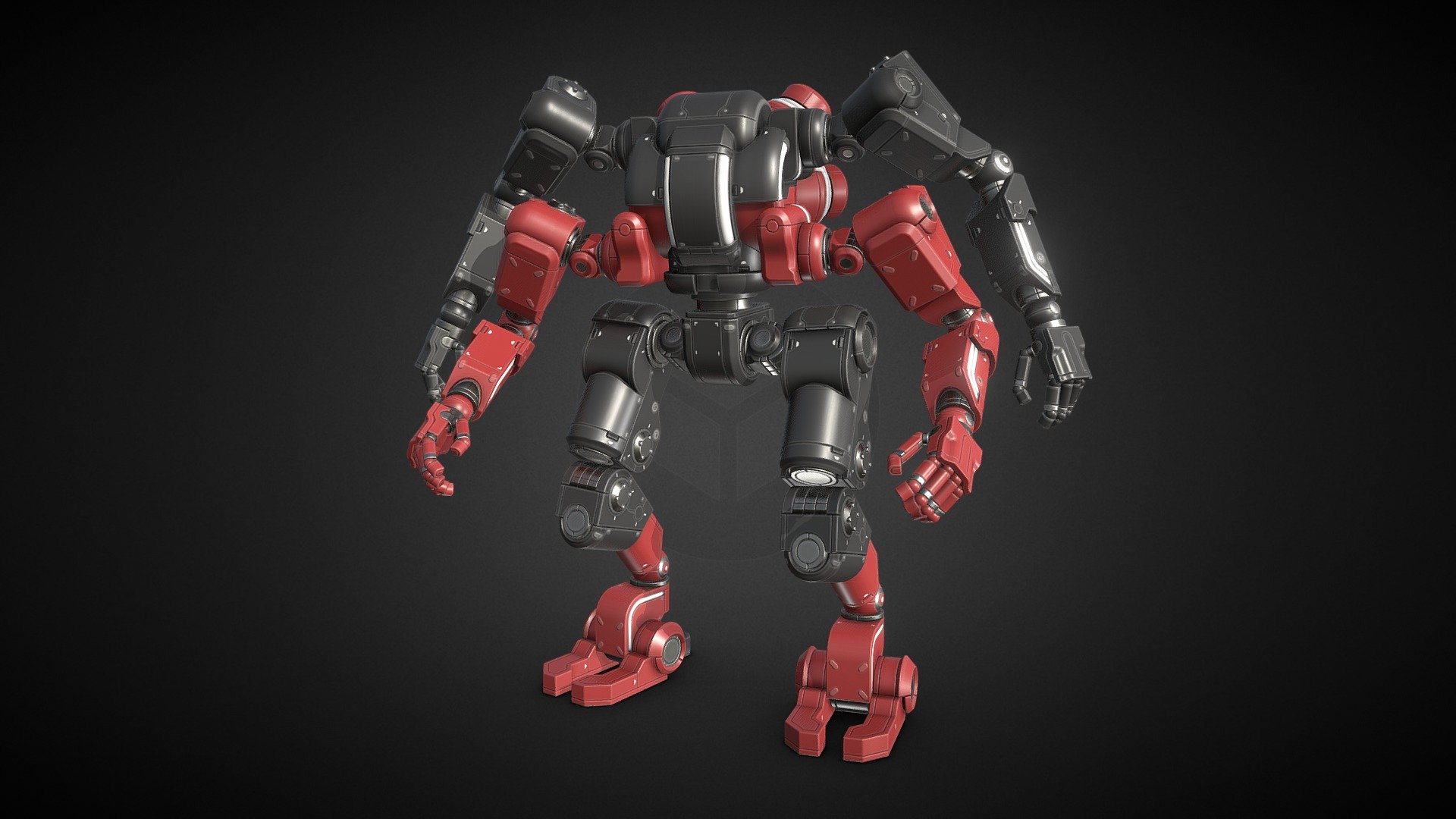 Quadextra Heavy Assault Mecha uses L600 and M200 Fuel Cells. It's main weapons are R12 Heavy Rail Accelerator and P11 Plasma Cutter.

High poly concept:



Concept with alternative colors:



Desert color scheme:



Private security color scheme:

 - Quadextra Heavy Assault Mecha - 3D model by QuakeShambler 3d model