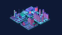 Cartoon Low Poly Sci-Fi Space City Pack