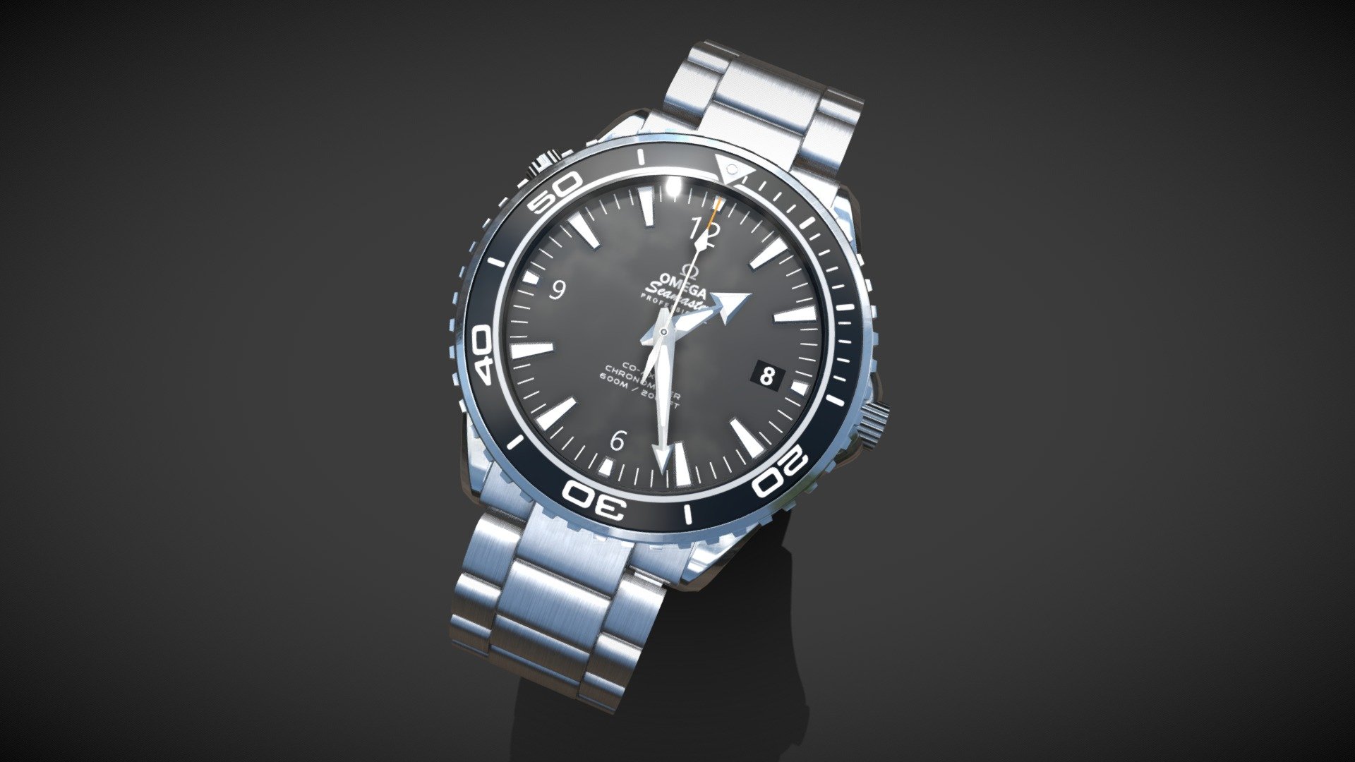 3D Model of the Omega Seamaster Planet Ocean. I made the 3D model from photos (without the blueprints), so there may be some small errors. If you are looking for an extremely accurate model, do not choose this one. However it will make a perfect illusion for movie/ video game/ etc. 

Most of the pieces can be subdivided, I wrote &ldquo;SUB