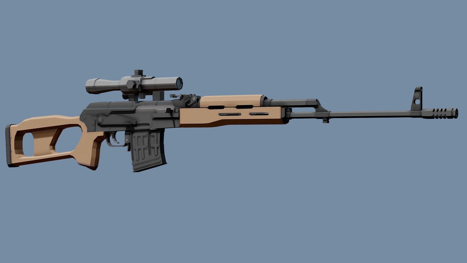 It's like a Dragunov but it's an AK - Low-Poly PSL Rifle - Download Free 3D model by TastyTony 3d model