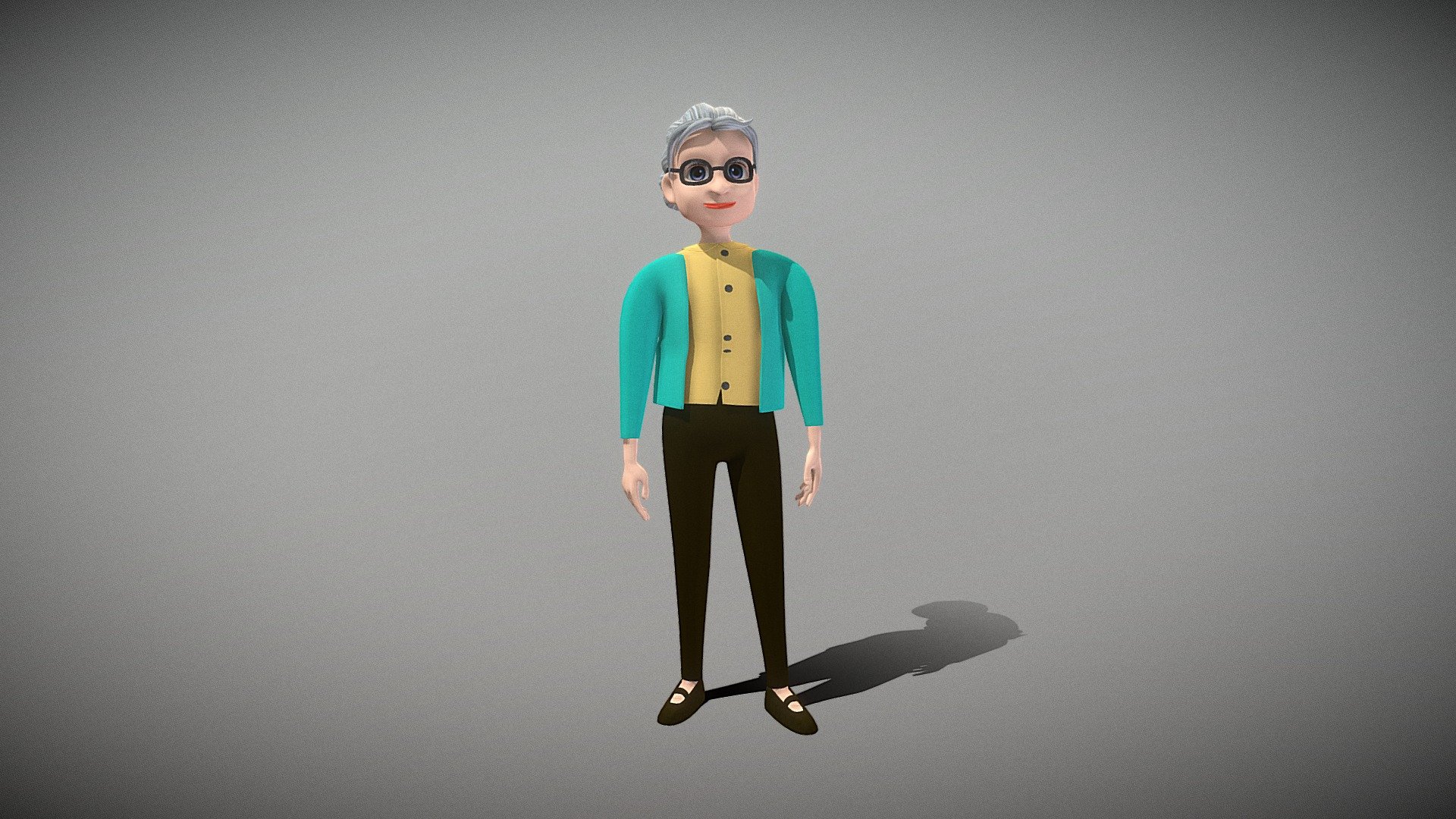 This is a cute cartoon old woman model. It contains 13 animations such as walking, running, jumping, idle, etc.

3 materials with 2048 * 2048 textures.

Triangles: 71582  Vertices: 36832

(Viewer Setting above are just a preview and may vary drastically depending on your lighting and shading setup on the final application)

If you have any questions, please feel free to contact me.
 
E-mail: zhangshangbin1314159@gmail.com
 - Old Woman - Buy Royalty Free 3D model by Zhang Shangbin (@zhangshangbin1314159) 3d model