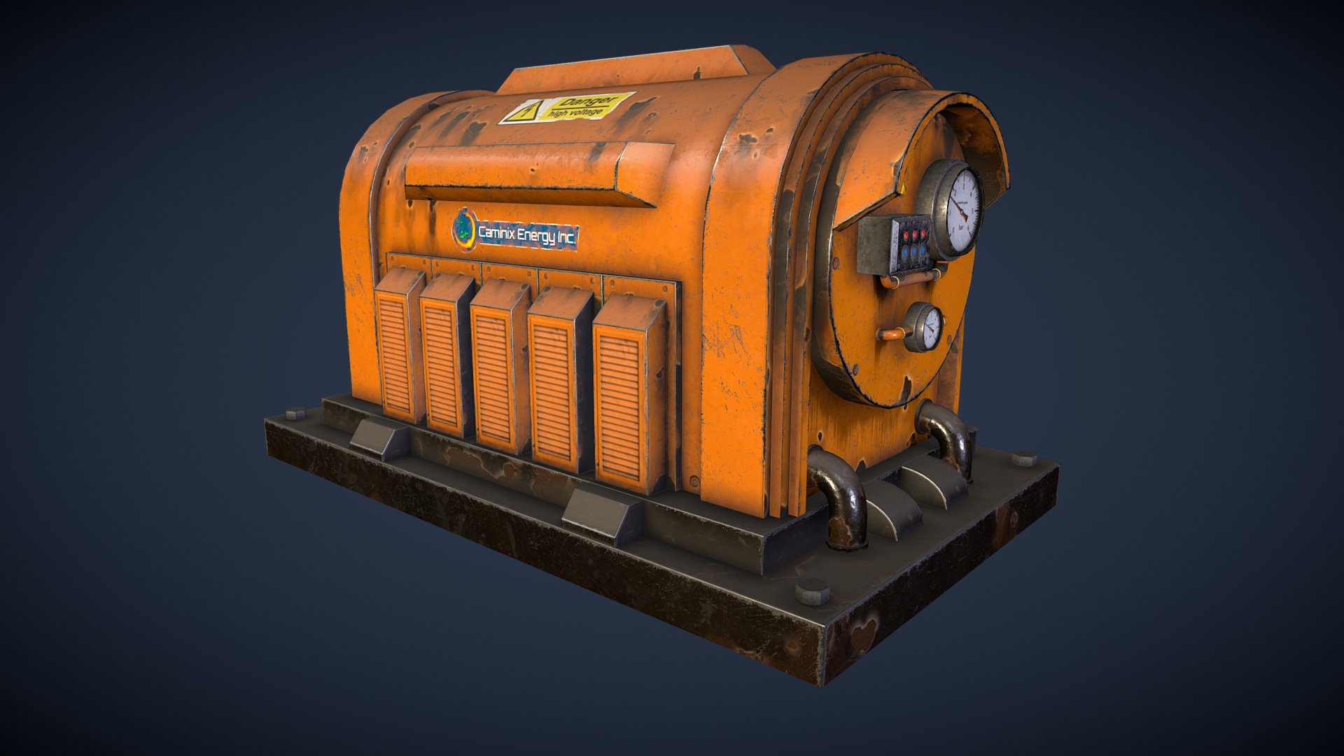 An industrial electrical generator modeled in Maya and textured using Substance Painter 3d model