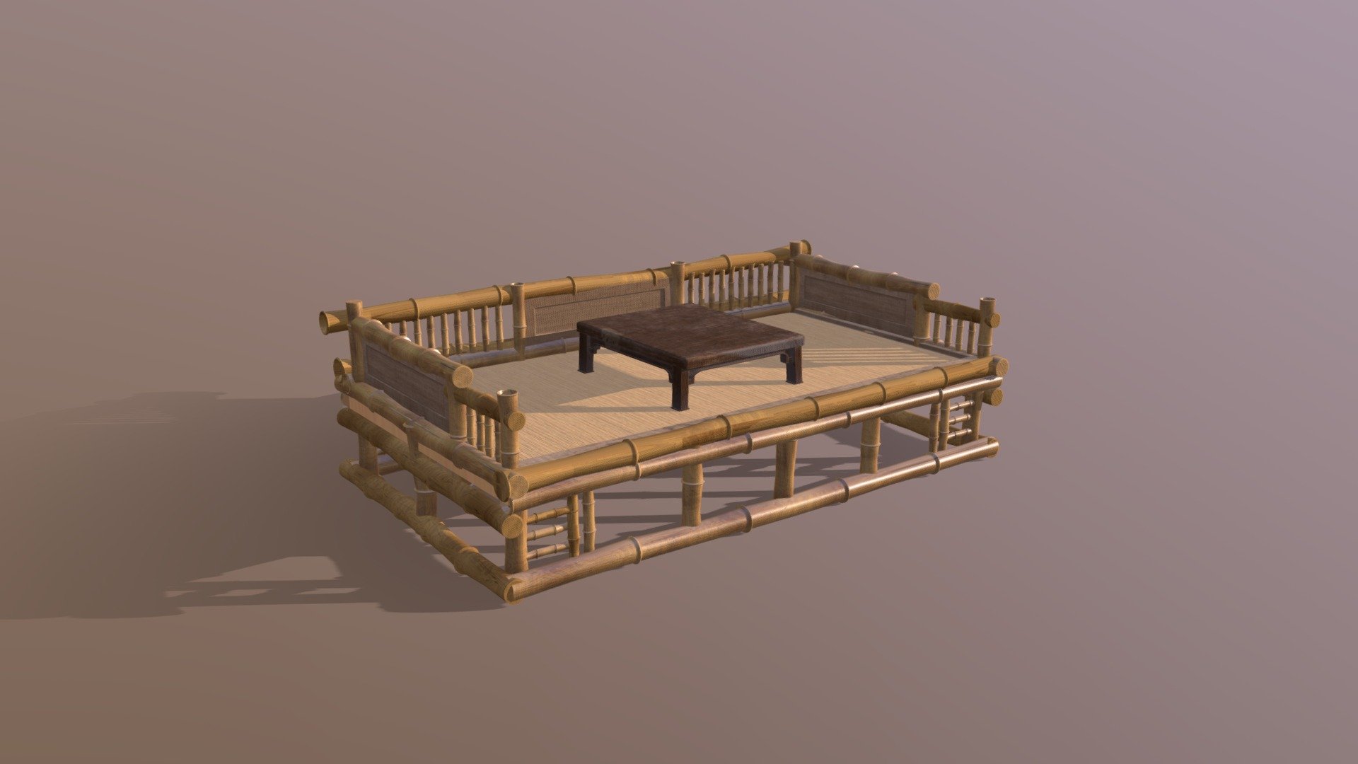 A chinese style bamboo bed that I designed - bamboo bed - 竹榻 - 3D model by wang2dog 3d model