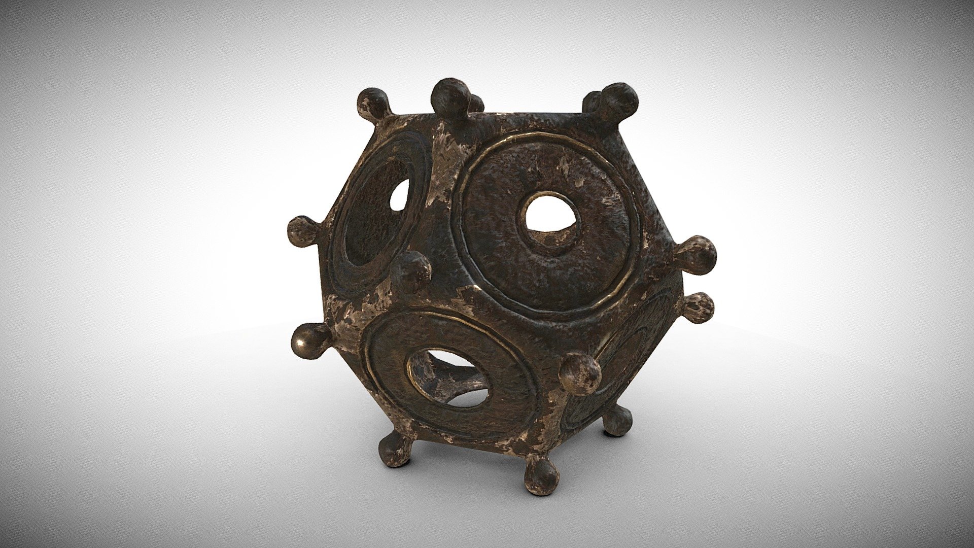 Modeled in Blender and textured in Substance Painter. Original concept and more background for the object can be found here: https://en.wikipedia.org/wiki/Roman_dodecahedron - Roman dodecahedron - 3D model by Max Caravitis (@maxc) 3d model