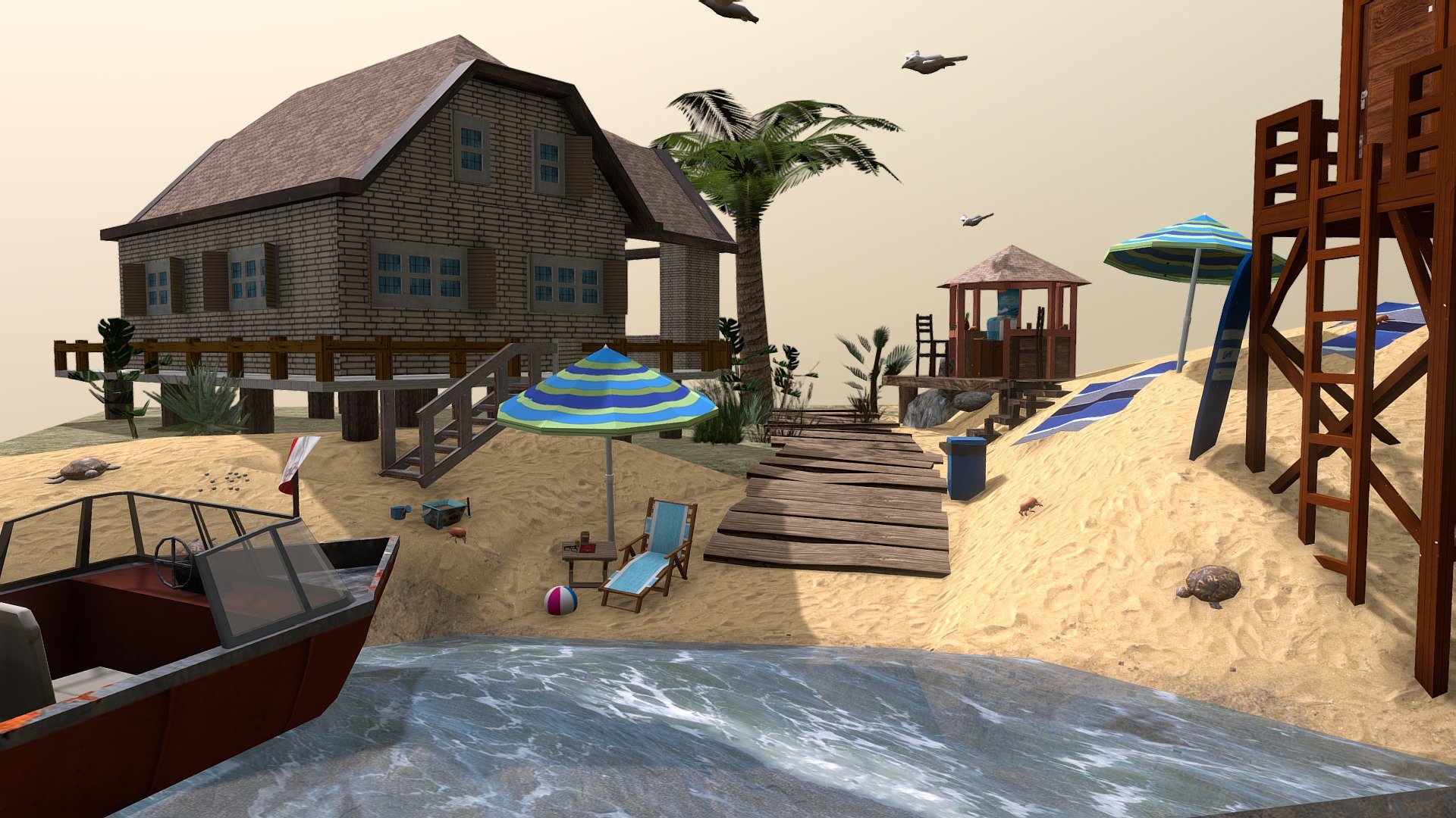 Beach diorama made for DAE 3D1 final assignment 3d model