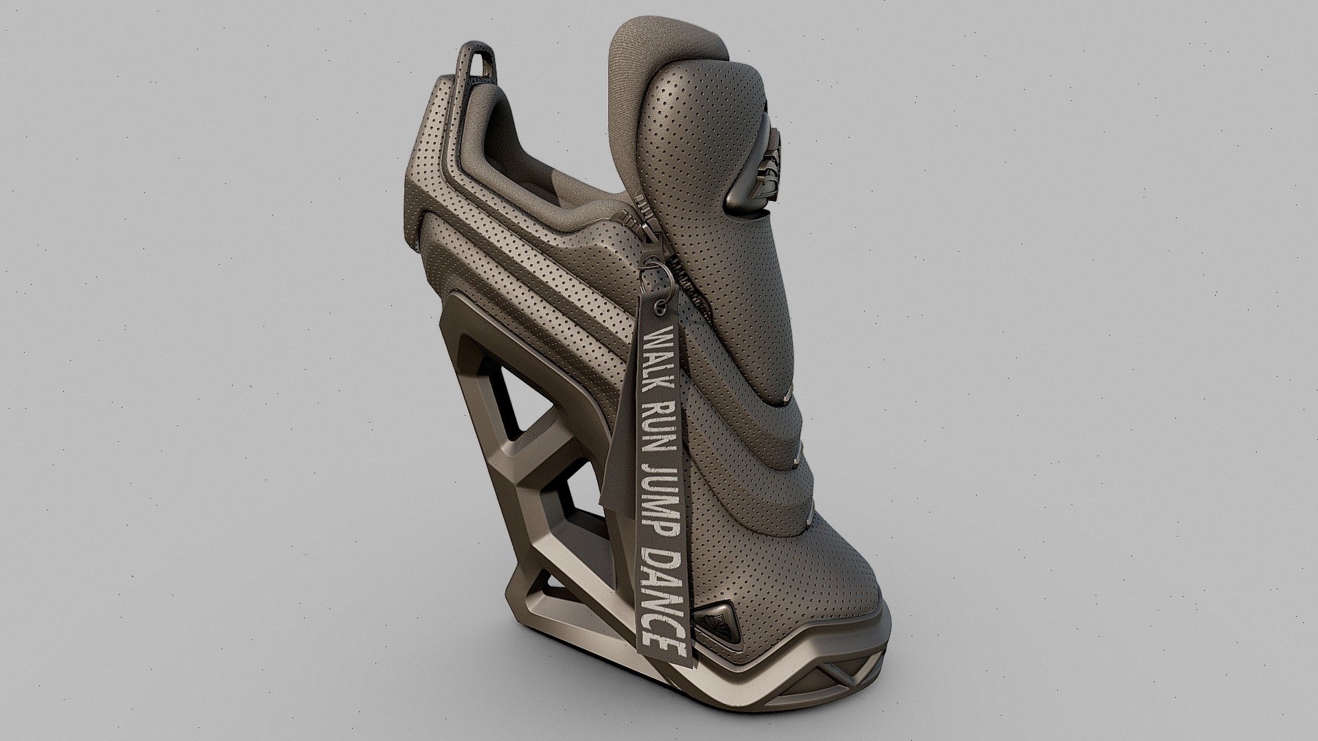 This model is perfect for character creation, visualization, and a variety of other purposes. The boot was designed and sculpted with ZBrush and textured with Substance Painter for a realistic look and feel.The design exudes innovation and luxury, radiating an air of confidence and sophistication in street wear! Pumping the boot with a pump on the front will inflate air cushions around the feet, providing an unparalleled level of comfort. Thanks to a special sole, the platform provides a one-of-a-kind walking experience by reducing the sound of each step to the whisper of a falling feather! And the special sensors will gather all the necessary data to optimize your wellness experience.

BEHANCE presentation https://www.behance.net/gallery/178998135/COMFY-HEELS-CRYPTO

Unreal Engine 5.1.1 version with a mirrored pair of heels included!

See the versions:
(BLK&amp;GLD) https://skfb.ly/oDVMI
(CAMO) https://skfb.ly/oE77n
(WHT&amp;GLD) https://skfb.ly/oFvZB
(GLD) https://skfb.ly/oJPCr
(BLK &amp; WHT) https://skfb.ly/oKMFx - Comfy Heel (BLK) - Buy Royalty Free 3D model by Bartholomew Koziel (@bkoziel) 3d model