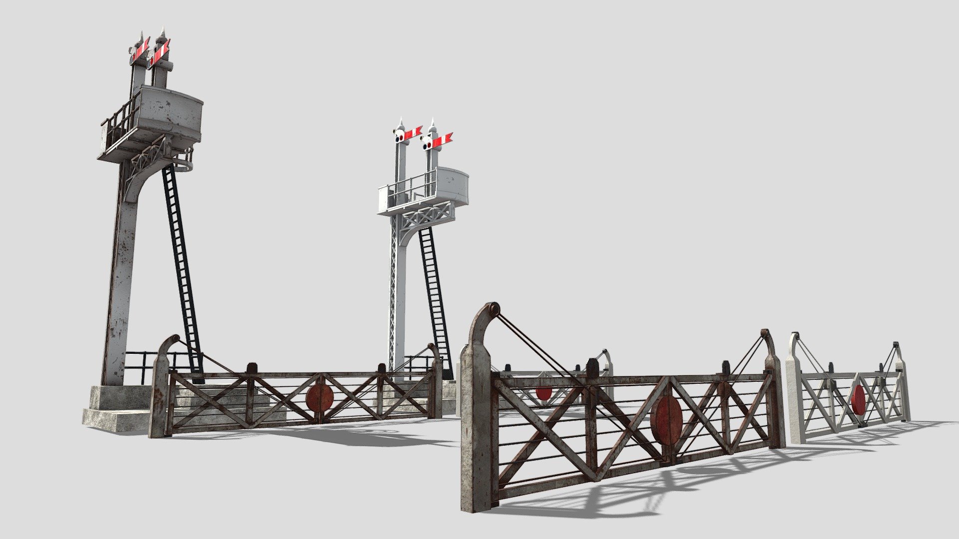 Low Poly PBR Train signal box with both new and old variation textures 3d model