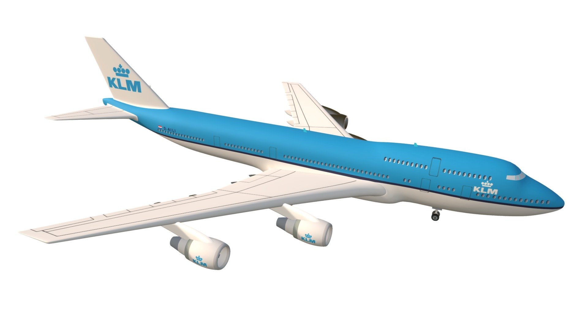Quality 3d model of Boeing 747 KLM 3d model