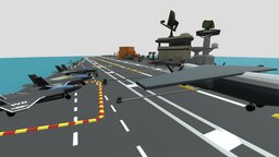 Game Ready Low Poly Aircraft Carrier carrier, aircraft, blender