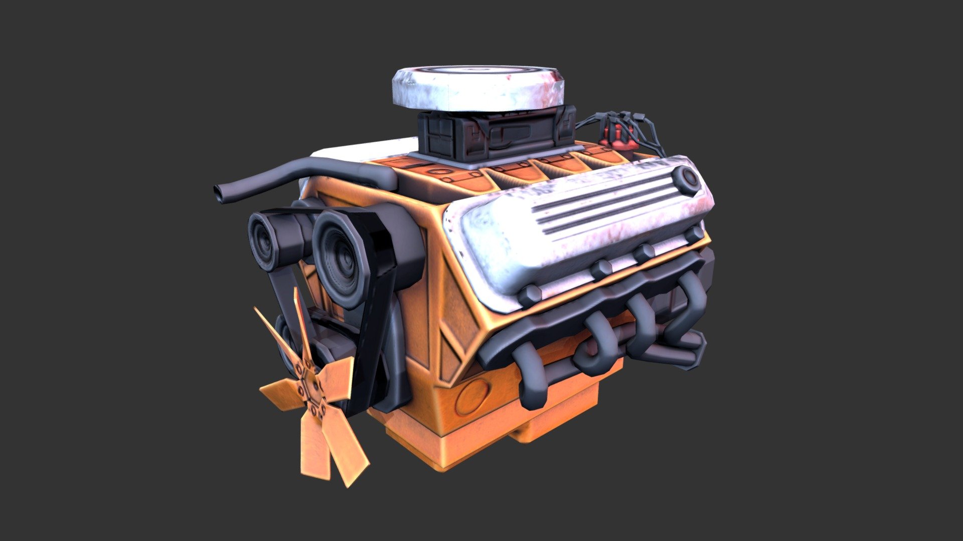 Not a whole car, but just part of one.

A low-detail V8 engine to I made as stand-in for some car models.

Made in 3DSMax and Substance Painter - V8 Engine - 3D model by Renafox (@kryik1023) 3d model