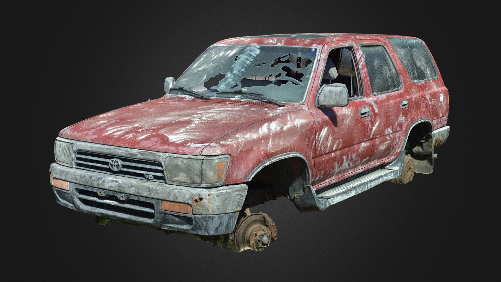 High-accuracy photoscan Intended for use as modeling reference.

Photos taken with my Nikon D3400 and polarizing filter

Created in RealityCapture from 3895 images - 1992-1995 4Runner [Scan] - 3D model by Rush_Freak 3d model