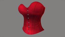 Female Strapless Corset Top red, cute, fashion, top, clothes, slim, fit, over, wear, corset, narrow, waist, pbr, low, poly, bust, female, sweetheart, strapless, thight