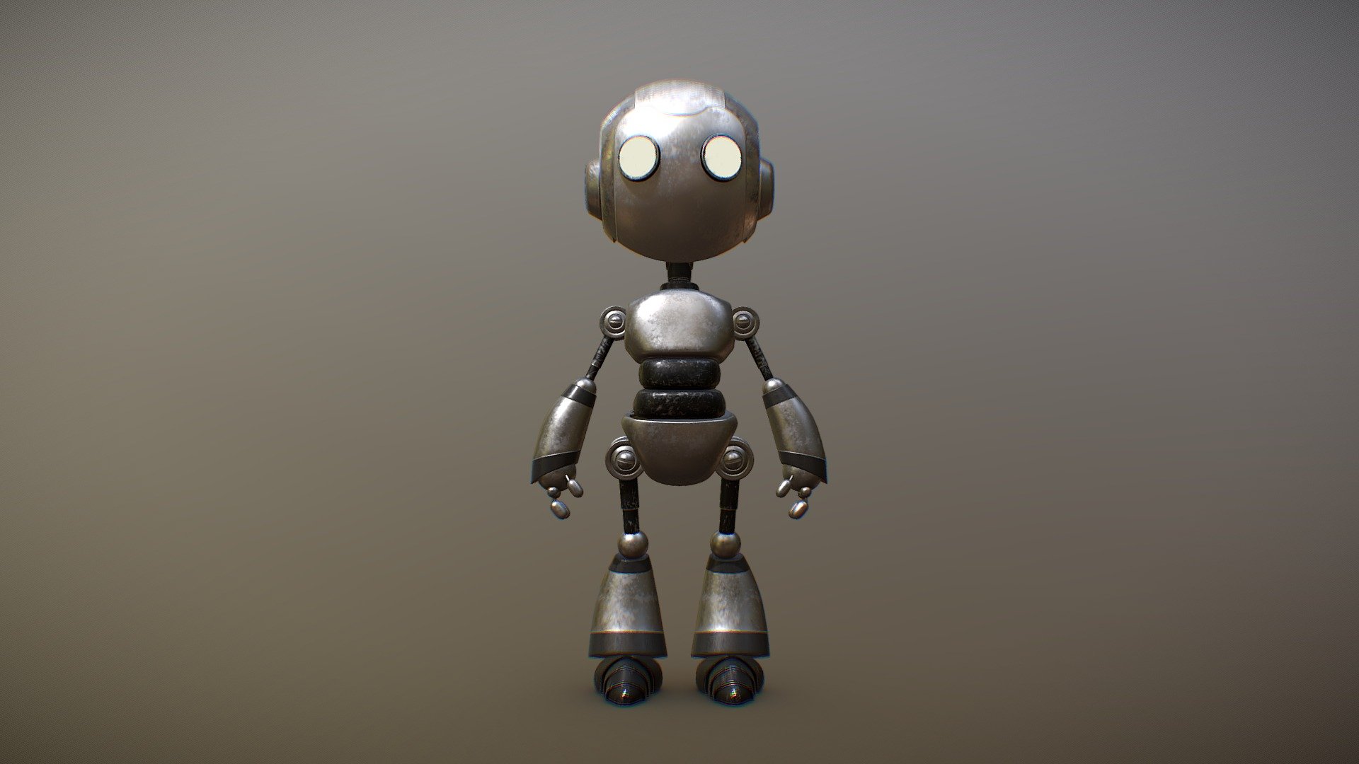 Fully rigged robot character. 

Not my own design, taken from a model sheet I found - uncredited as far as I can see. 

4K textures:
- Basecolor
- Height
- Normal
- Metallic
- Roughness
- Emissive - Stupid Robot - Buy Royalty Free 3D model by Prelight Media (@prelightmedia) 3d model