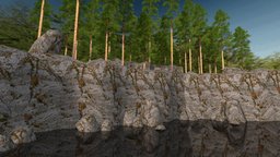 Low poly Clifflake trees, forest, pine, lake, retro, cliff, psx, diorama, finland, wood