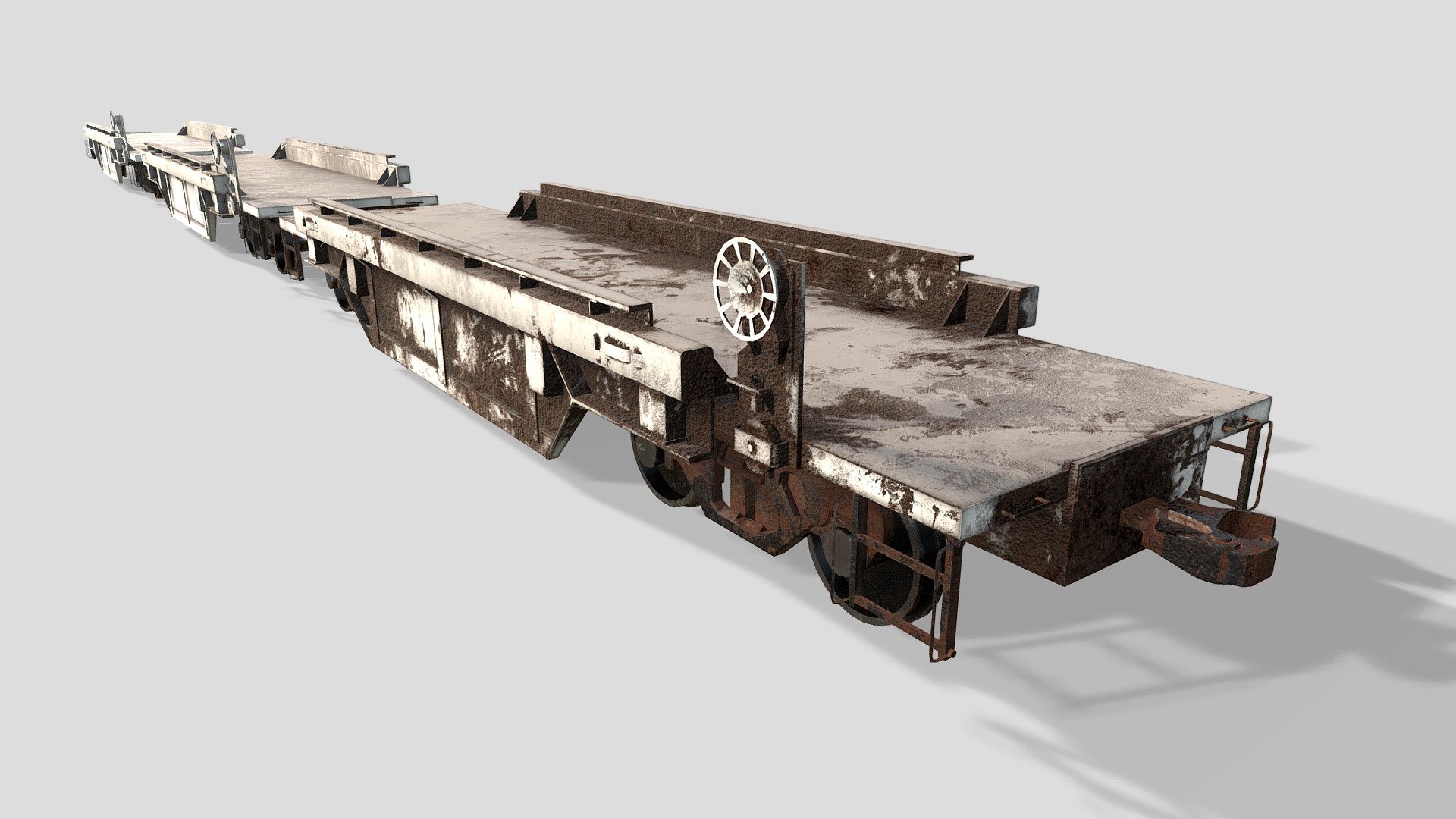 Set of Low Poly flat bed train cargo cars.  PBR textures with Old, Aged and New variations - Train Car - Buy Royalty Free 3D model by studio lab (@leonlabyk) 3d model