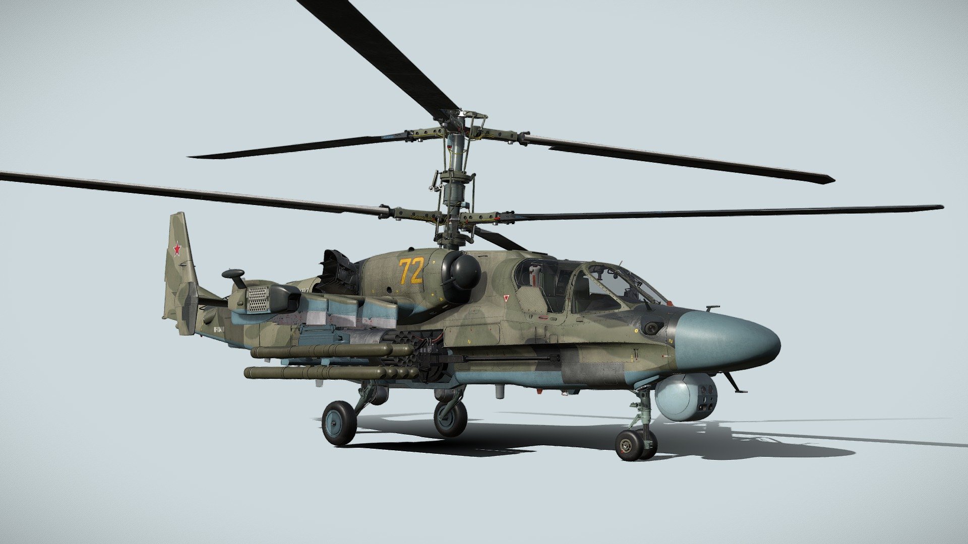 Serial production of the Ka-52 began by end of the 2008. After the completion of the state trials, the Ka-52 entered service in May 2011 with first operational units joining the Russian Air Force the same month. The second long-term contract signed in 2011 worth 120 billion rubles is to provide the Russian Air Force with 146 Ka-52 helicopters in total until 2020. In February 2018, the Russian Ministry of Defence expressed an interest to purchase 114 Ka-52s of a new version within the new State Armament Program for 2018–2027 - Ka-52 Alligator Hokum B - Buy Royalty Free 3D model by Tim Samedov (@citizensnip) 3d model