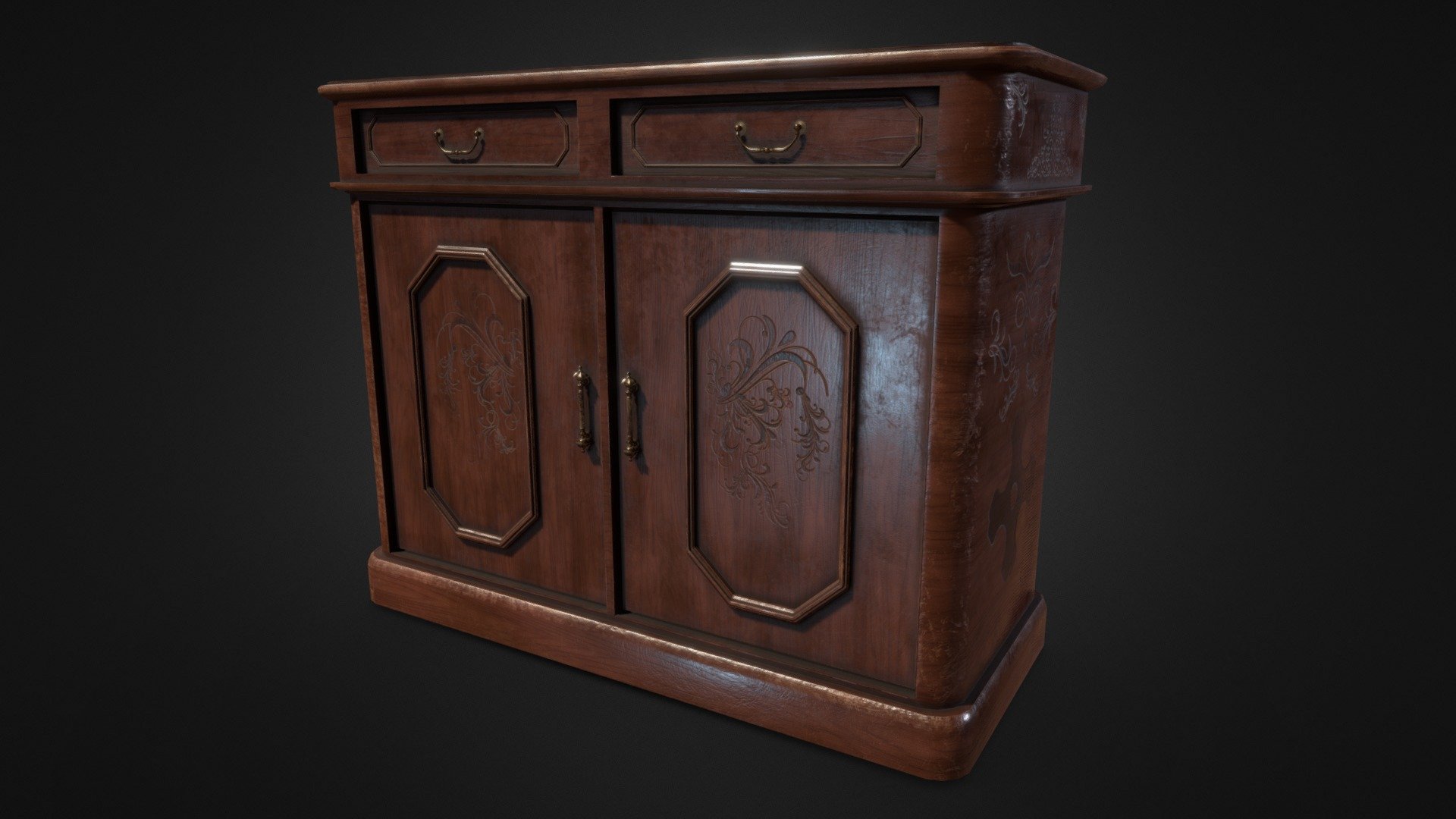 This is a wooden bureau 3d model made for old houses and wooden deocrated environments, made with blender and textured in substance painter, hope you like it! - Wooden Bureau 3D Model - 3D model by IPfuentes 3d model