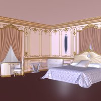 1D Belloni Subliminal scene bed, bedroom, b3d, desk, console, ornament, table, baroque, 1d, roccoco, belloni, boiserie, blender3d, chair