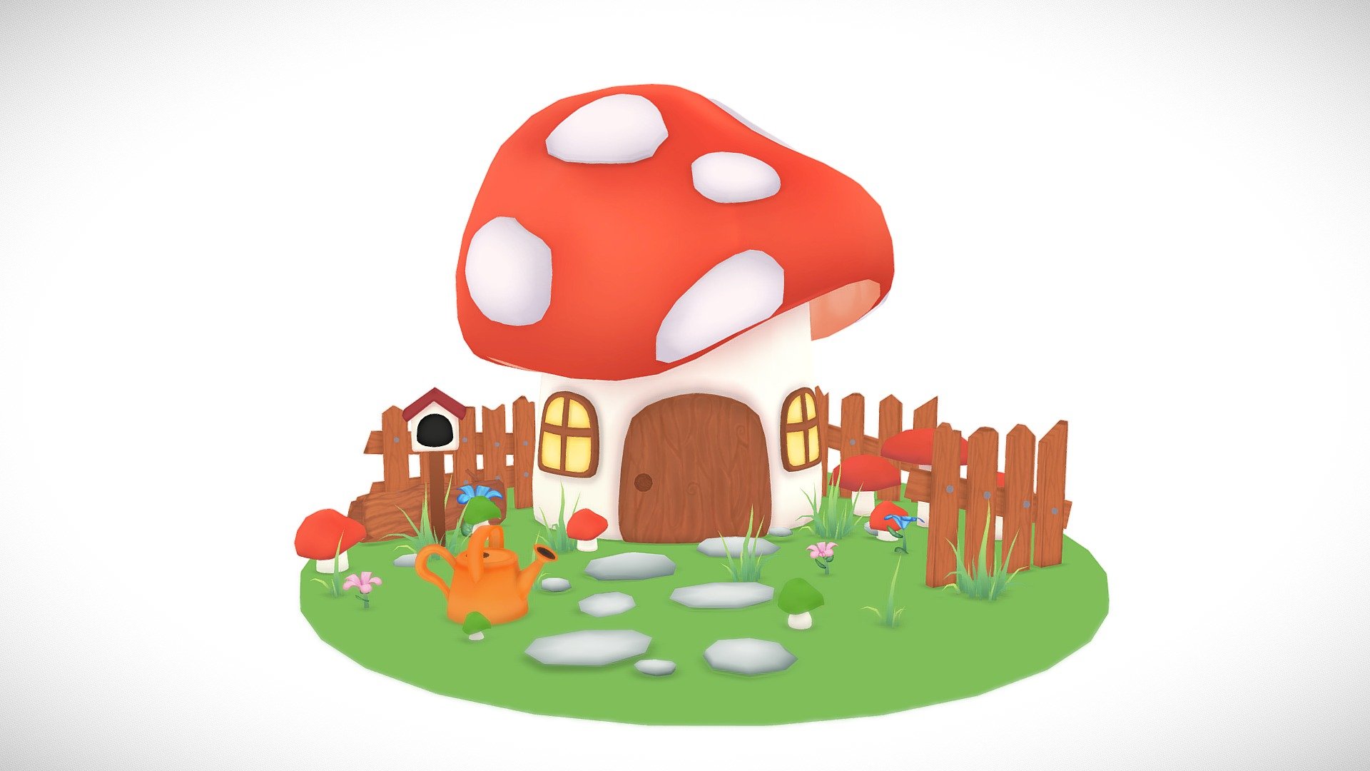 This is a combination of assets for a little project of mine!:)

Includes a mushroom house and a bunch of small assets I've made. &lt;3 - Mushroom Cove - 3D model by SimplyALemon 3d model