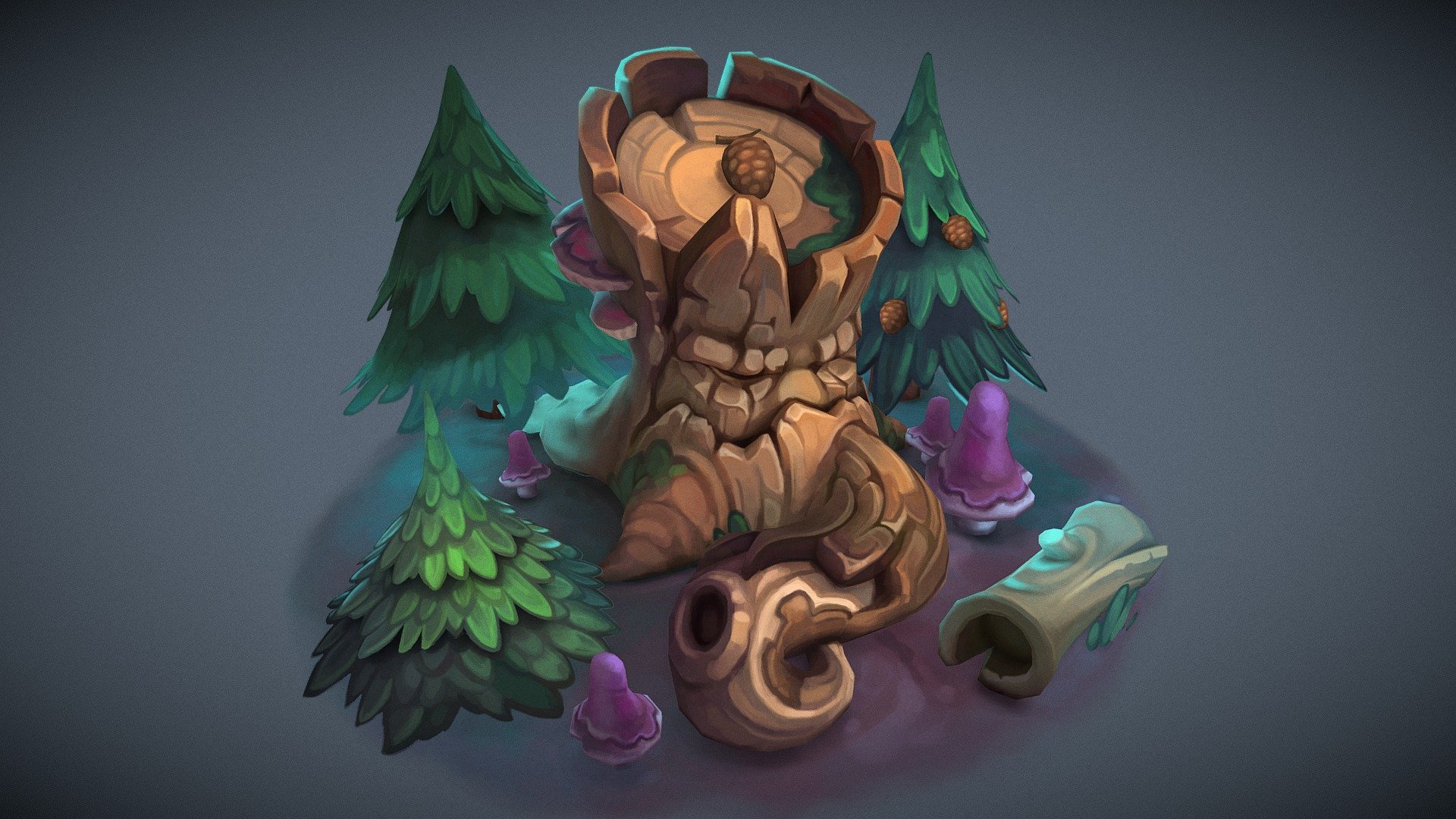 A Hearthstone fan art I made based on the concept of Charlène Le Scanff (AKA Catell-Ruz)(https://www.artstation.com/artwork/9eP3GN). Made basic block out in Blender and added details in Zbrush. Turn out I didn't use any of the maps from my high poly scultp, as I find it harder to match my texture painting to the original concept because my sculpt wasn't good enough. All textures painted in 3D Coat and with a few finishing touches in Photoshop.

Thanks for looking :) - Hearthstone Fan Art - 3D model by Michele (@micemich) 3d model