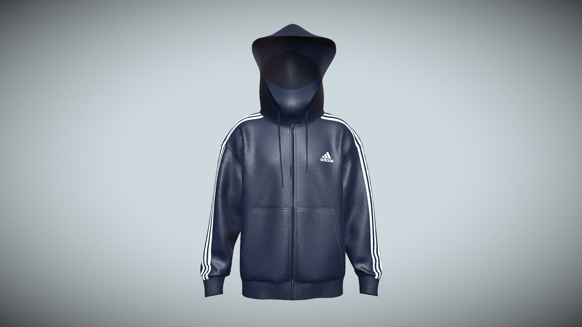 Adidas Essentials Fleece 3-Stripe Zip Hoodie

I am a Professional 3D Fashion/Apprel Designer. I have 7 years working experience about 3D Fashion. I am working with Clo3d, Marvelous Designer (MD), Daz3d, Blender, Cinema4d, Etc.

Features:
1.  2k UV Texture
2.  Triangle mesh
3.  Textures with Non-overlapping UV Map (2048x2048 Pixels)
4.  In additonal Textures folder have diffuse,displacement,metalness,normal,opacity,roughness maps.

Attachment Fils:
Exported Files (All are exported in DAZ Studio scale)
* OBJ
* FBX
* Marvelous Designer/Clo3d file (zprj)

Thanks 3d model