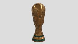 FIFA World Cup Trophy Low Poly PBR Realistic stadium, printing, football, sports, equipment, obj, vr, ar, soccer, print, printable, worldcup, fifa, asset, game, 3d, cup, 2022