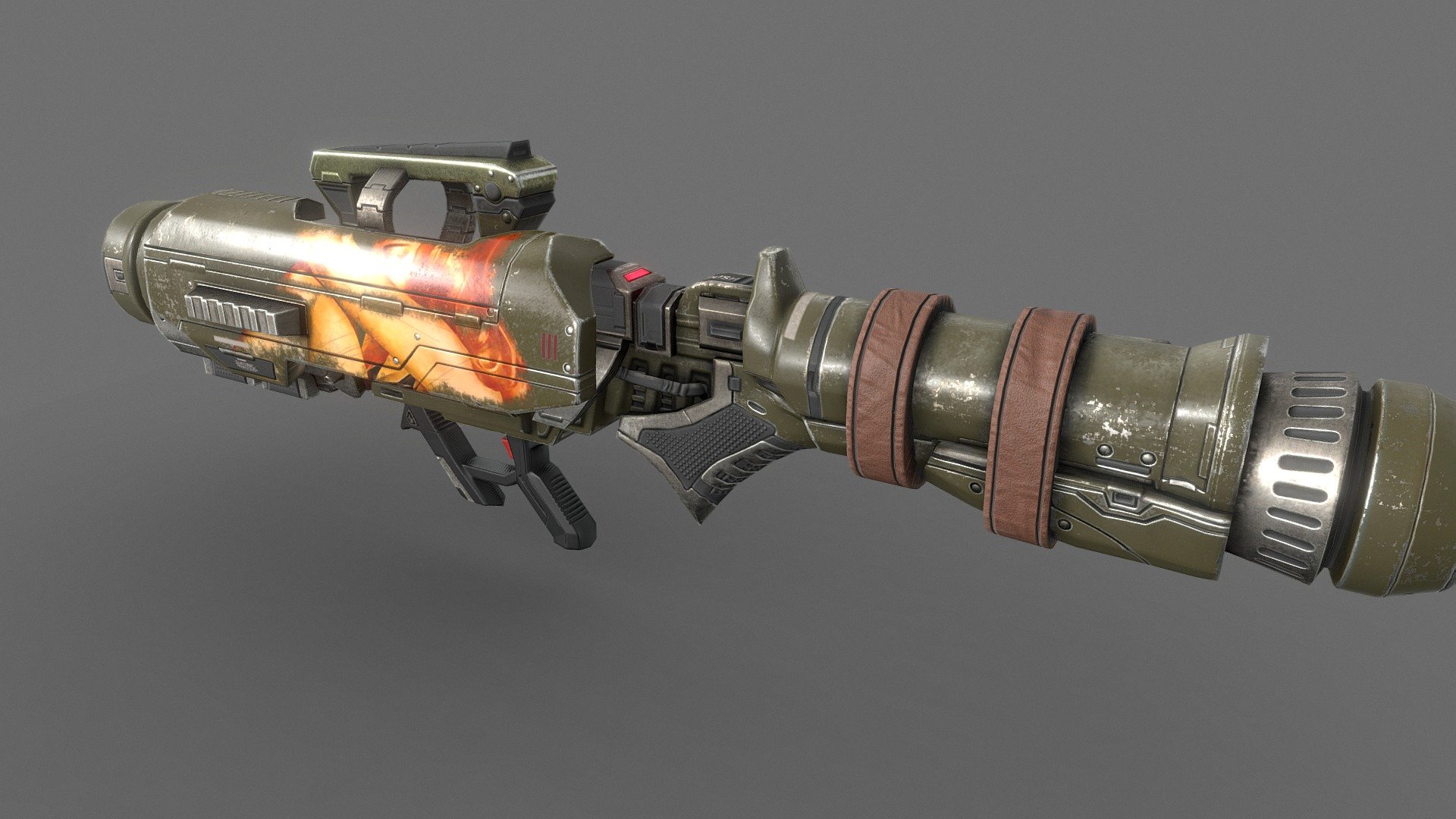 Rocket launcher, low polygon count  with pbr textures - rocket launcher - Buy Royalty Free 3D model by micro26 3d model