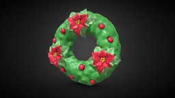 Stylized Christmas Wreath ornament, wreath, christmas, christmas-ornament, christmas-wreath, stylized, decoration, christmas-decorations
