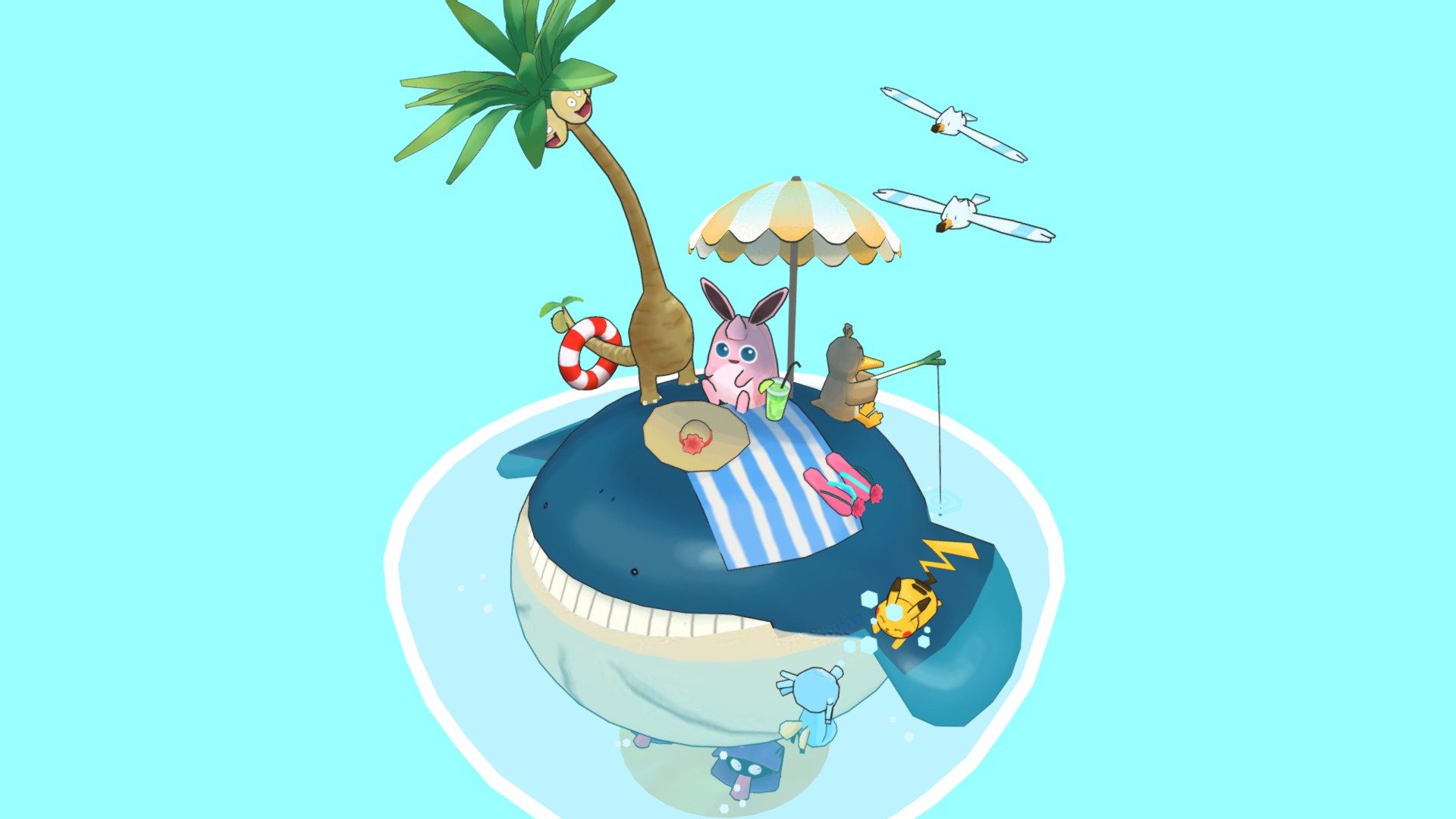 How would you spend your summer vacation if your pokemon can take you somewhere nice? - vacation on an island? - 3D model by Akiko.Tomiyoshi 3d model