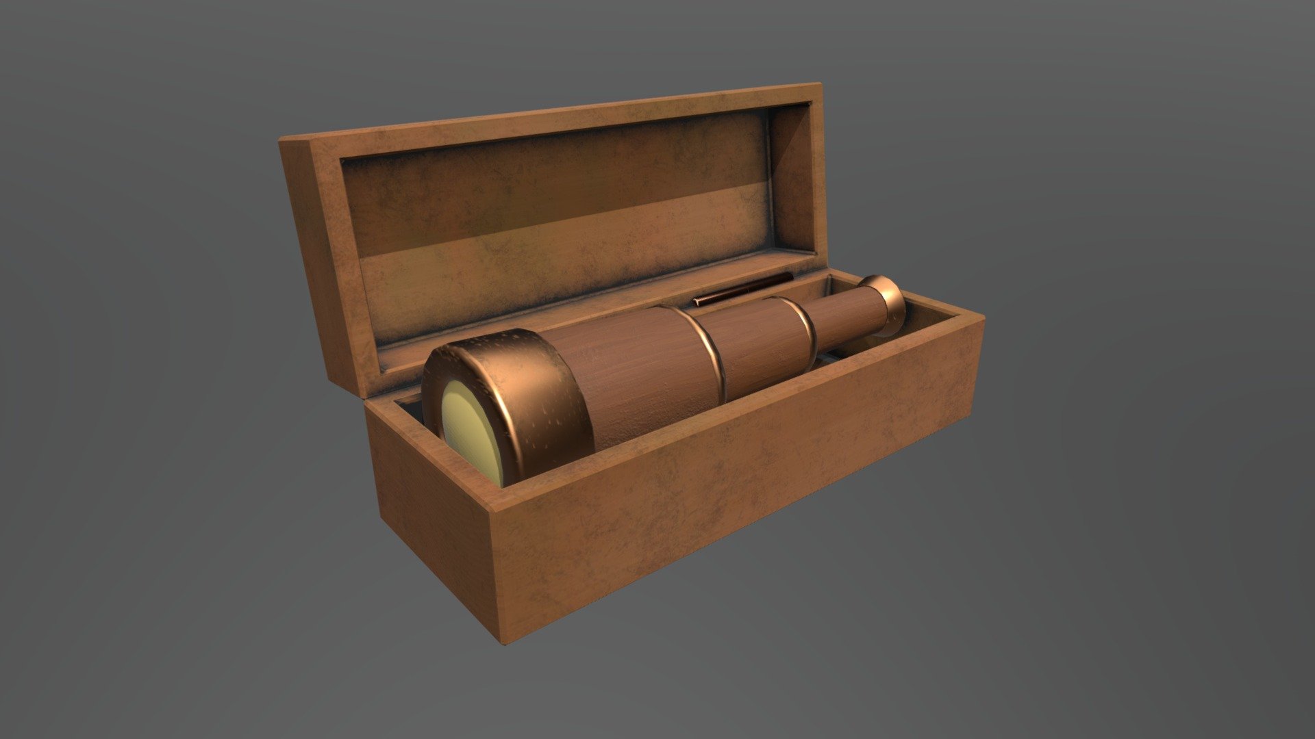 The model is made in 3ds Max 2017 and textured in Substance Painter. Spyglass is actually MAGICAL and GLOWS under certain conditions (at least is has emissive maps).


Archive includes models (spyglass only and spyglass+box) centered to 0.0.0 scene coordinates (box lid is centered to its rotation point) in .max, .blend, .fbx and .obj formats
Textures come in 2 sets (spyglass and box) in 2k resolution
Archives include .png, .jpeg and .targa textures for UE4, .png textures for Unity HD, arnold, vray and corona
Everything is named properly
Textures are not included into .fbx files and have to be plugged in manually
Model size might be a bit off, so it might be a good idea to rescale it in scene or game engine
Nothing is animated
Everything is named properly 
Spyglass and box have 2258 polygons and 2248 vertices. Spyglass only has 1604 polygons and 1626 vertices

Best wishes, enjoy &amp; have a nice day!:D - Simple stylized low-poly spyglass and box for it - 3D model by Art-Teeves 3d model