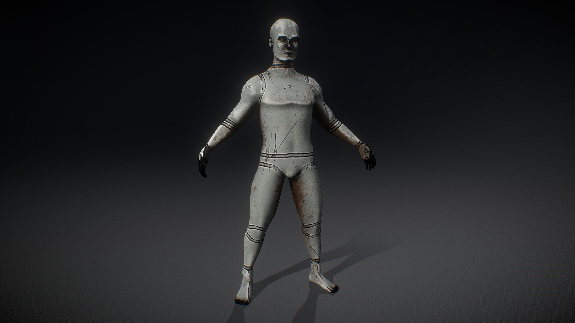 A creepy male mannequin low poly model, game ready for a scene in Unreal engine or in Unity. Perfect for a horror scene 3d model