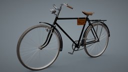 Vintage Bicycle Black with Attachments bike, bicycle, exterior, prop, vintage, retro, cycle, realtime, 80s, ride, old, 60s, 70s, ue4, unrealengine4, unity5, lods, substancepainter, unity, unity3d, blender3d, hdrp, unityhdyp
