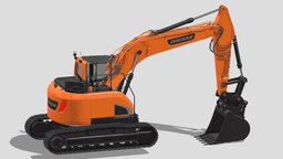 Doosan DX235LCR-5 Crawler Excavator scene, one, track, printing, excavator, machinery, work, digger, heavy, transport, grab, road, build, piece, mod, loader, equipment, mounted, vr, ar, crawler, modding, boom, tractor, print, machine, printable, tracked, asset, game, 3d, vehicle, low, poly, building, engineering, construction, industrial, x-machine, "lcr-5", "dx235"