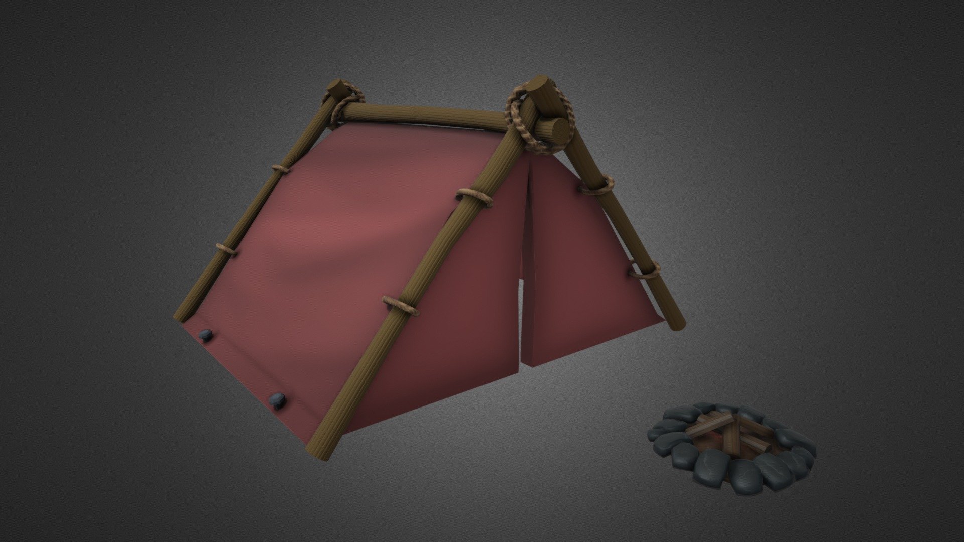 Stylized Tent with campfire - Small Camp - 3D model by KrisG (@KrisWT) 3d model