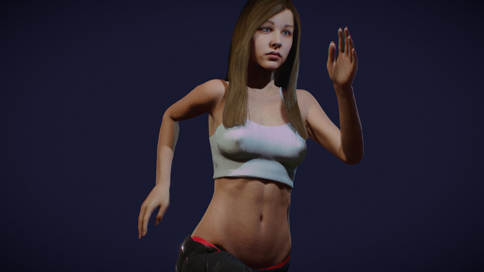 Woman Running. Model in Blender file. Fully rigged. SSS subsurface scattering. mixamo bone names for animation 3d model