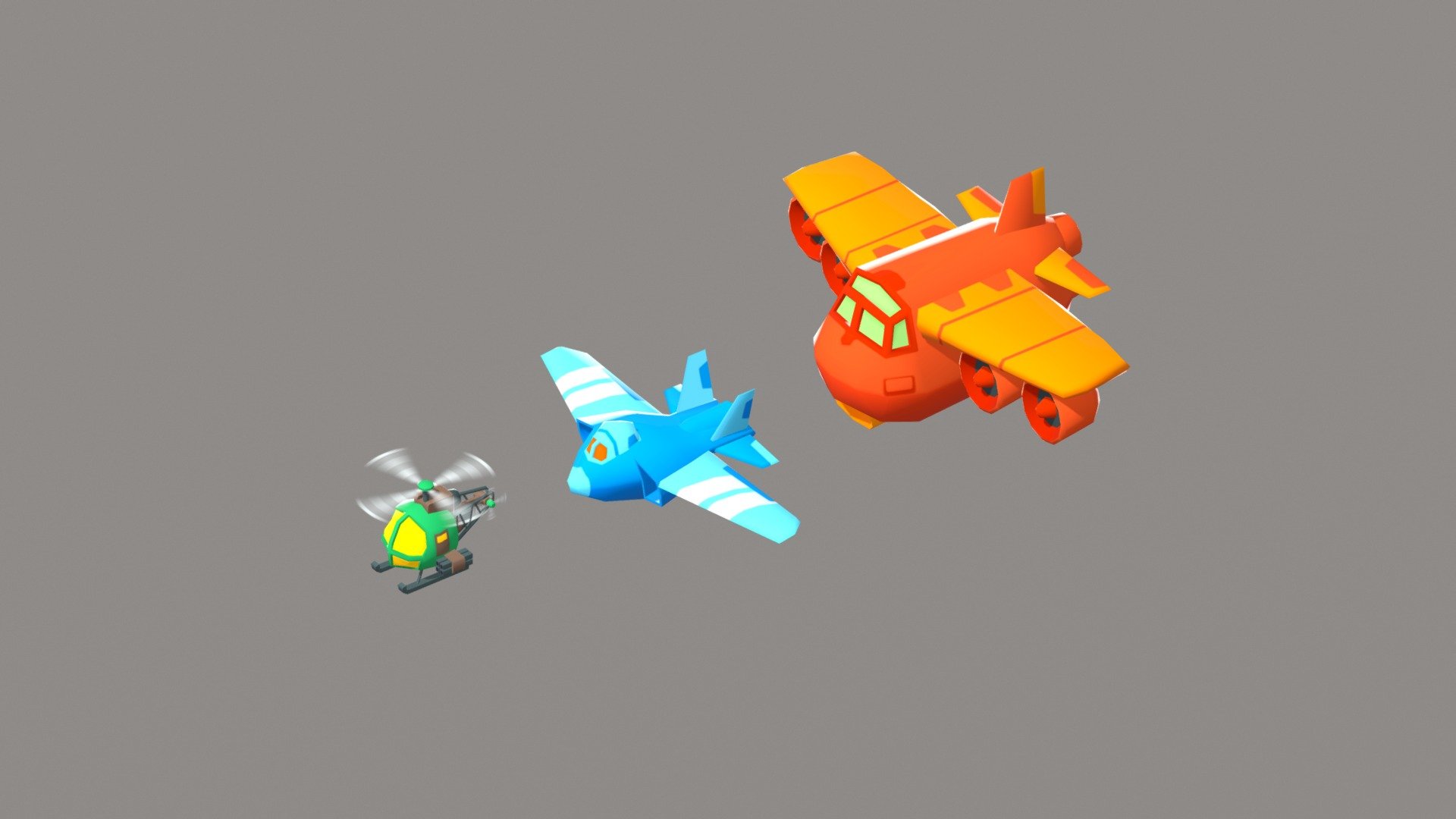 set of air vehicles, fighter, helicopter, bomber / transport plane
can be used in any mobile game or project - Air vehicles set - planes - helicopter - Buy Royalty Free 3D model by Renham - Camilo Rojas (@renham) 3d model