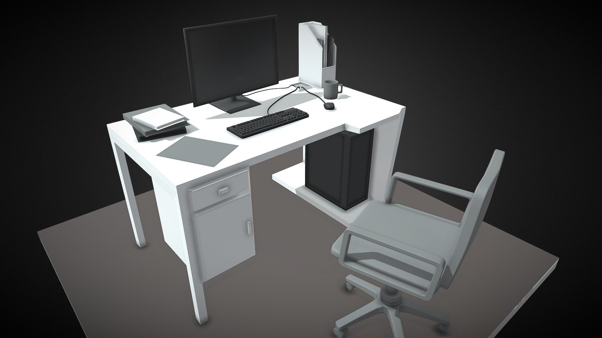 Practice using primitives with modifiers! - Cool Office Desk - 3D model by neuro99 3d model