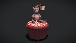 Valentines_Bear_Cupcake_FBX bear, cake, cupcake, valentines, treat