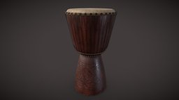 Djembe Drum drum, music, instrument, leather, african, djembe, ropes, assets-game, asset, lowpoly, wood, highpoly, jembe, african-instrument