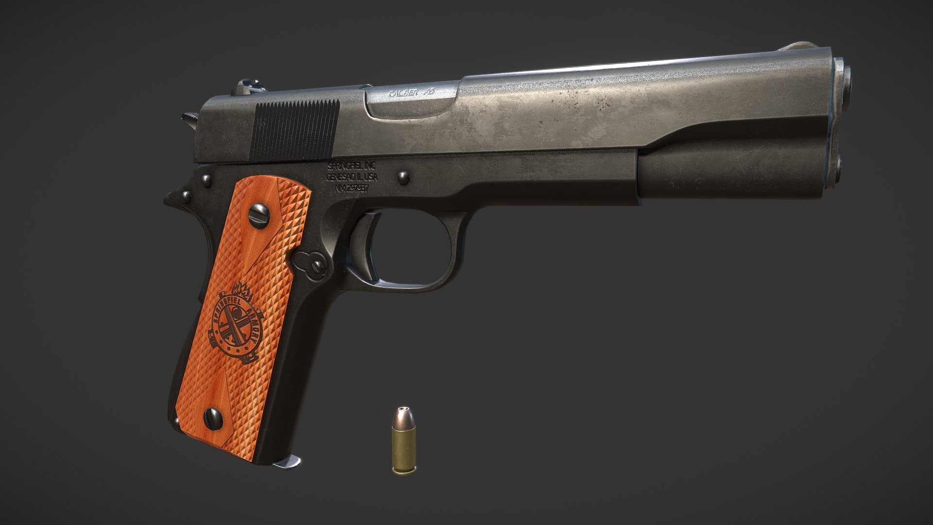 A game ready recreation of the iconic 1911 pistol.

Made for use in realtime rendering such as UE4 or Unity. Also Suitable for non-realtime renderers.

-Game/Realtime Rendering ready Low Poly

-PBR Textures (Albedo,AO,Normal,Roughness,Metallic) - M1911 Pistol Game Ready - Buy Royalty Free 3D model by InfuseStudio 3d model