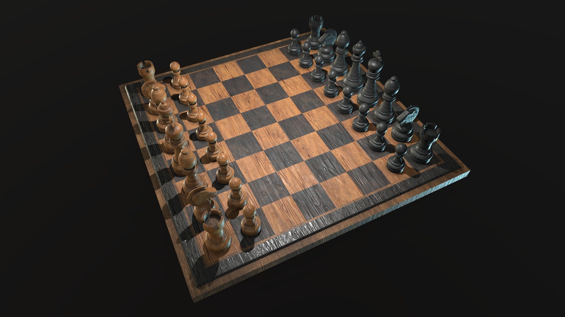 Wooden chess made in low poly with PBR high resolution textures.
3 UV maps, 15 textures /  4K.
Game ready low poly chess full set 3d model 3d model